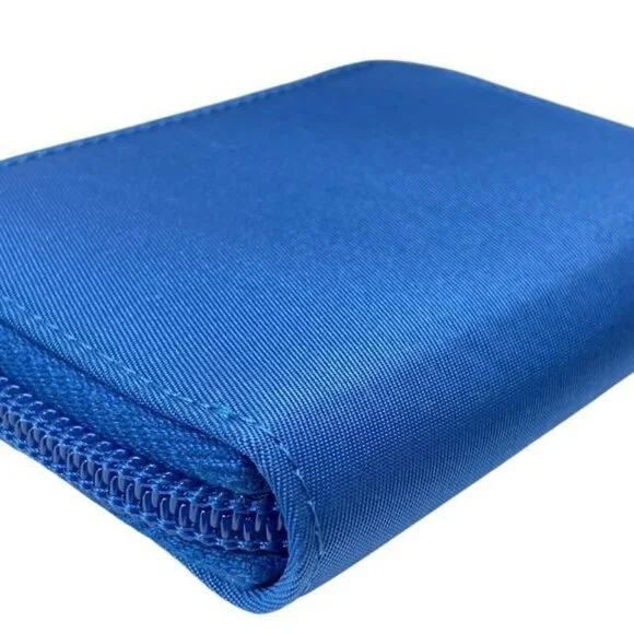 Prada 6-link Key Case Compact Round Zipper With Triangle Logo Nylon Blue - Picture 9 of 9